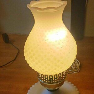 Vintage Hubnailed Milk glass lamp